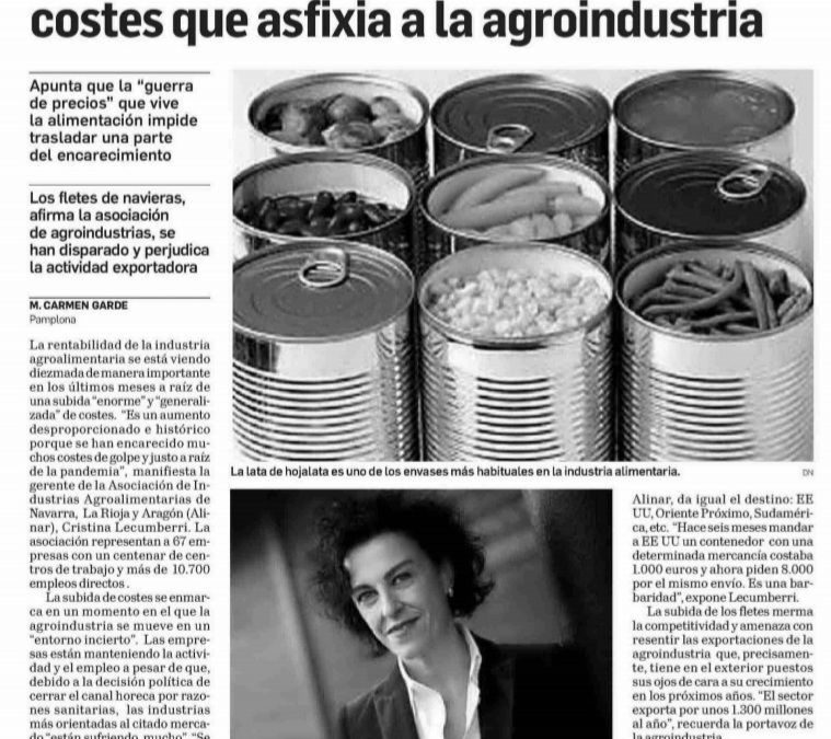 Cristina Lecumberri:  «El aumento de los costes que afectan a la producción agroalimentaria es desproporcionado»