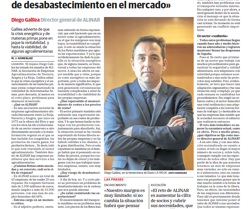 ALINAR: “A día de hoy no prevemos un problema de desabastecimiento en el mercado”
